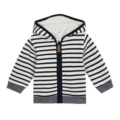 Baby boys' white striped zip-up hoodie